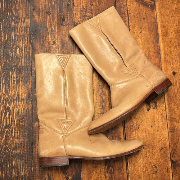 Vintage Hippopotamus withe Leather Boots with Aztec Western Detailing Sz 7.5 D - Picture 6 of 8